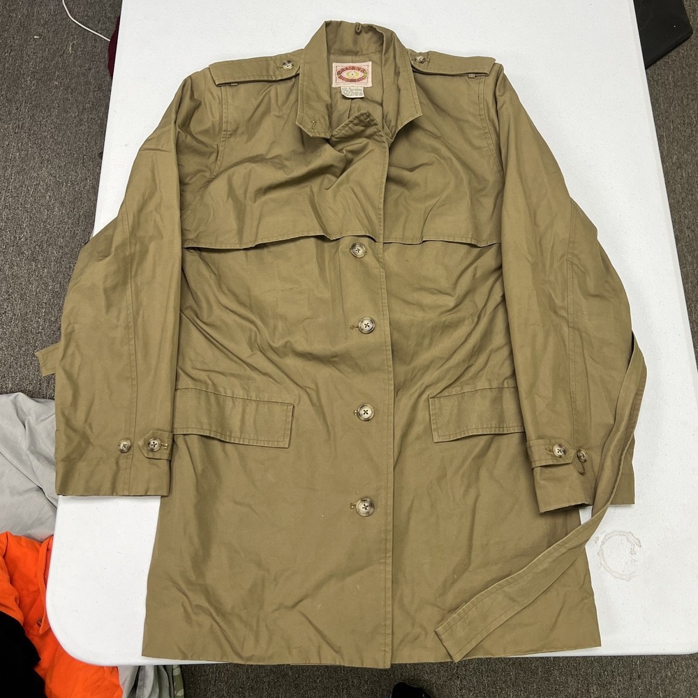 90s Banana republic Trench Coat mens S Tan Khaki Vintage Belted Utility Jacket